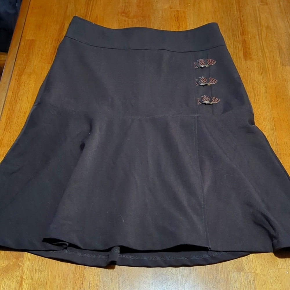 Drop Waist Flared Hem Skirt 8 Brown
